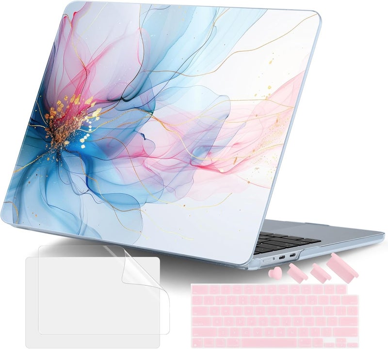 DONGKE for M4 MacBook Air 13.6 Inch Case 2025 2024 2023 2022 Model A3240 A3113 A2681 M3 M2 Chip, Plastic Hard Shell Case Cover with Touch ID for MacBook Air 13 Inch M4 - Soft Flowing Colors - Image 1